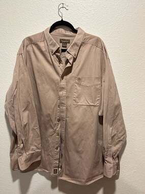 Ariat Men's Solid Twill Classic Fit Long Sleeve Button Down Shirt Tan 3XL
